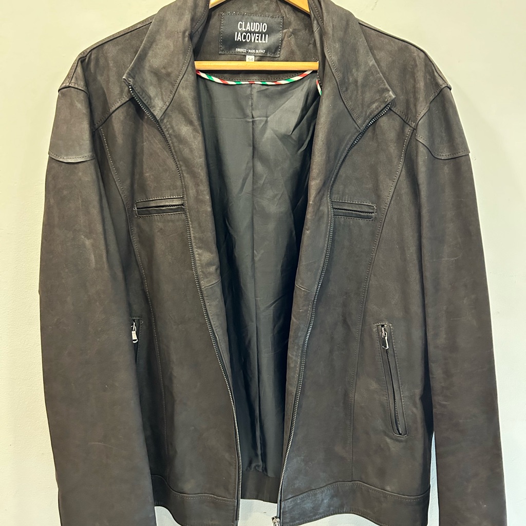Nwot Claudio Iacovelli Men’s Genuine Leather Jacket Size 44